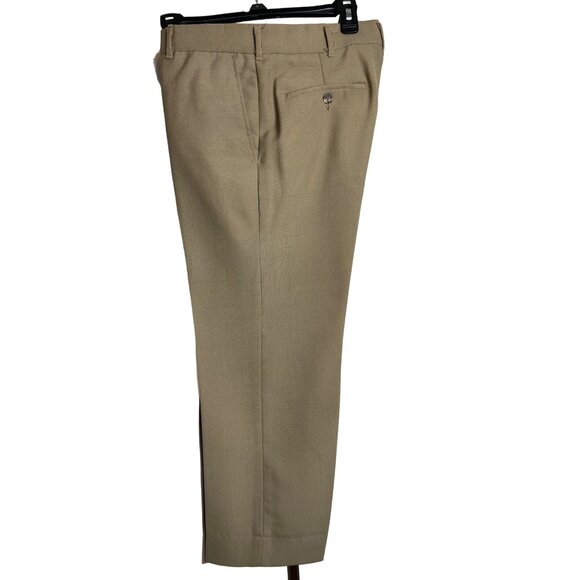 Harris Casual Tan 4 pocket dress pants lightweight USA flat front 32x26 - Picture 1 of 12